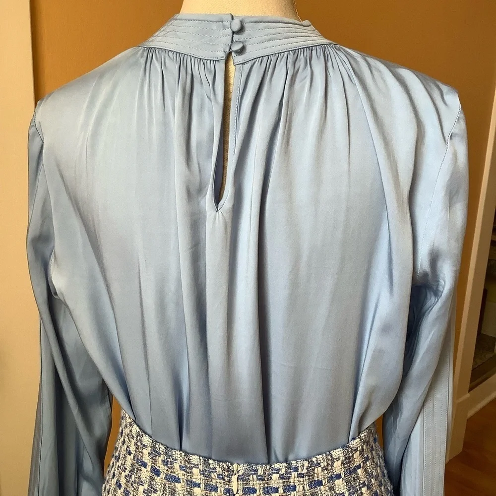 YAYA Women Bel Air Blue Gathered Blouse Size 36 - Picture 8 of 15